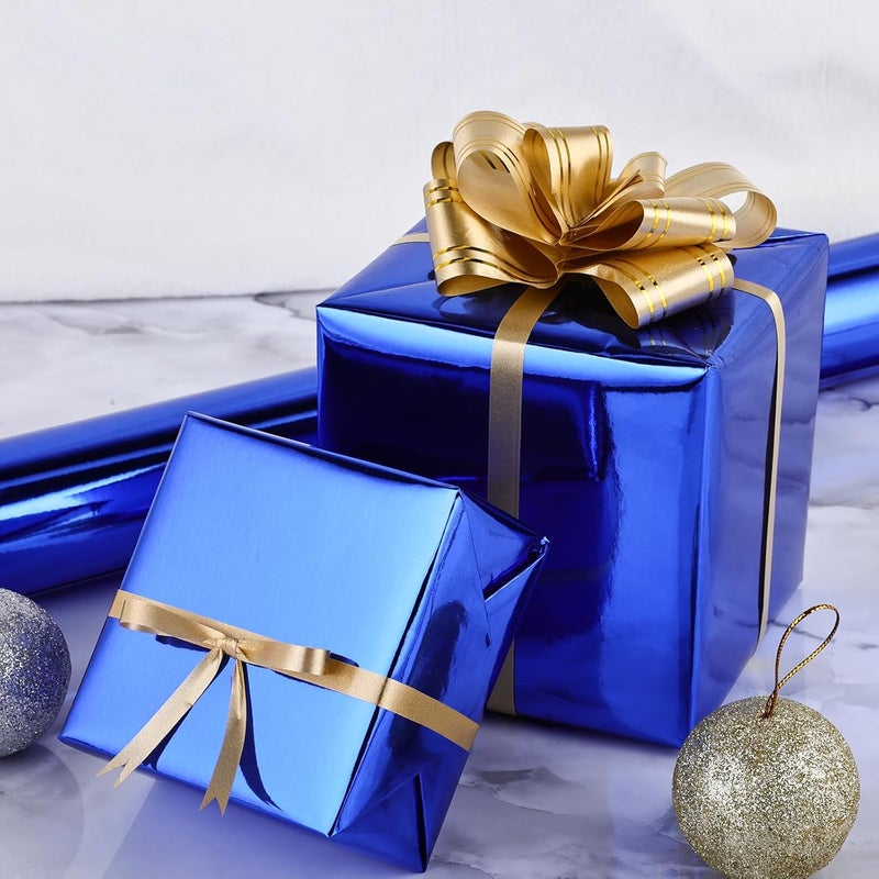 NESCCI Royal Blue Metallic Wrapping Paper, Solid Color Paper,Gift Wrapping Paper,Perfect for Wedding,Valentine's Day,Birthday, Christmas,Baby Shower,DIY Bouquet (17 Inches X 32.8 Feet) - Image 4